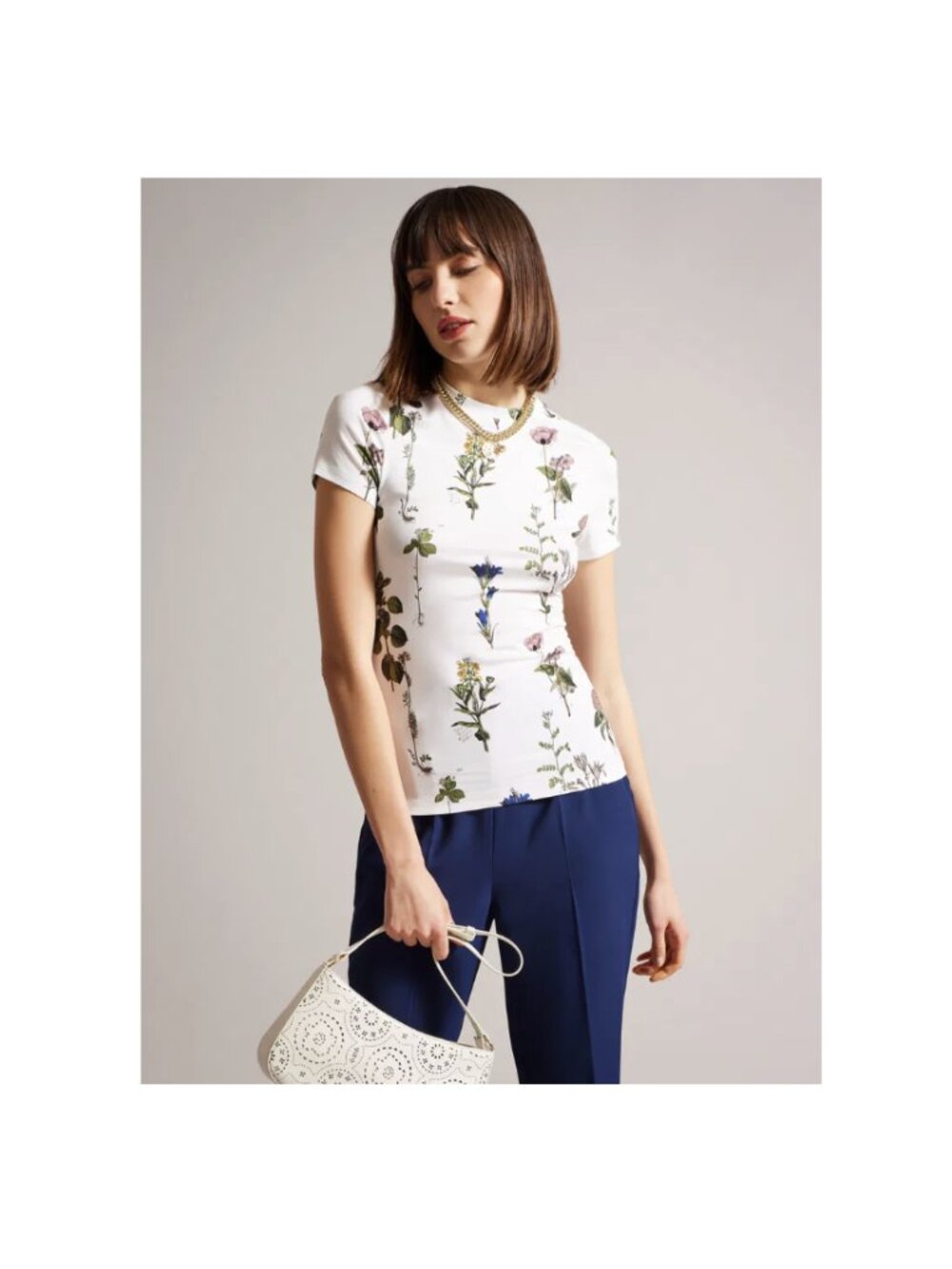 Ted Baker London Rasmean Printed Fitted Tee UK6 US14-16 Short Sleeve Floral
